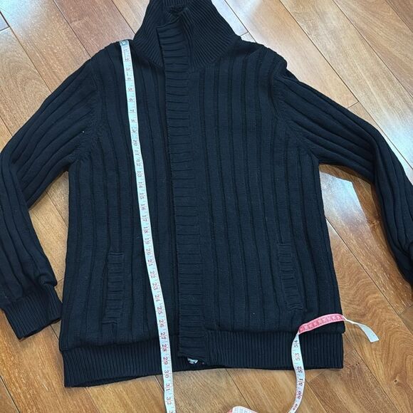 Structure Vintage Black High Neck Fleece Quilted lined Knit Cardigan size XXL - Picture 10 of 11